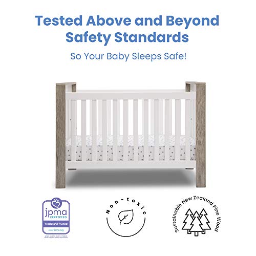 Delta Children Miles 4-in-1 Convertible Crib, Greenguard Gold Certified, Bianca White/Textured Limestone