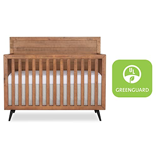 Evolur Stilnovo Mid Century 4-in-1 Convertible Crib in Sugarcane, Greenguard Gold Certified