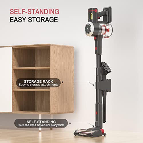 Cordless Vacuum Cleaner, 26Kpa Powerful Suction 40min Runtime Stick Vacuum Cleaner with LED Display, 9 Gears Adjustable Suction Lightweight Handheld Vacuum for Hard Floor S26