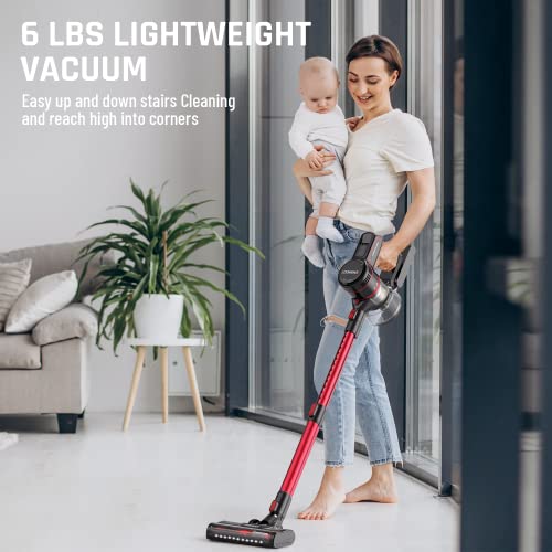ENGiNDOT Cordless Vacuum Cleaner, 23Kpa 250W Brushless Stick Vacuum with Advanced Cyclonic Technology, 4 in 1 Lightweight Handheld Vacuum for Hard Floor Carpets & Pet Hair