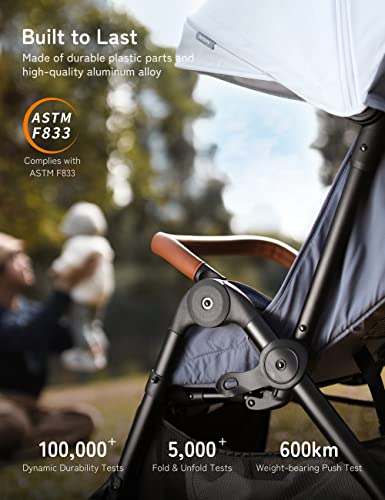 besrey Lightweight Baby Stroller, Travel Stroller with One-Hand Easy Fold, Full-Size Waterproof Canopy, Compact Stroller with Large Cup Holder|Shock-Absorbing Wheel, Toddler Stroller for 6-36