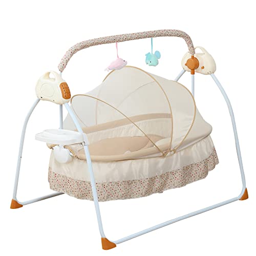 Electric Crib Cradle Newborn Cradle Swings Rocking Chair Bassinet Infant Bed Cot Crib Basket 0-18 Months Portable Crib with Music