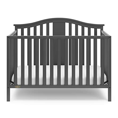 Graco Solano 5-in-1 Convertible Crib (Gray) – Converts from Baby Crib to Toddler Bed, Daybed and Full-Size Bed, Fits Standard Full-Size Crib Mattress, Adjustable Mattress Support Base