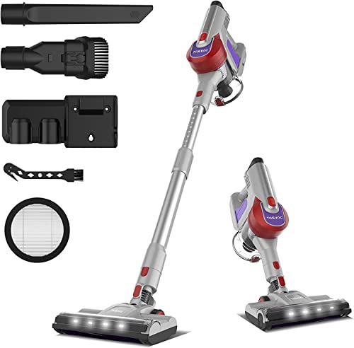 Cordless Vacuum Cleaner with LED Dsiplay, Up to 50min Runtime, 265W 25Kpa Suction Stick Vacuum, 2400mAh Rechargeable Battery Vacuum, 6 in 1 Lightweight Vacuum for Pet Hair Carpet Hard Floor