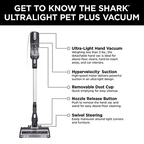 Shark HS152AMZ Corded Stick Vacuum Ultralight Pet Plus, Black/Lavender, Magenta