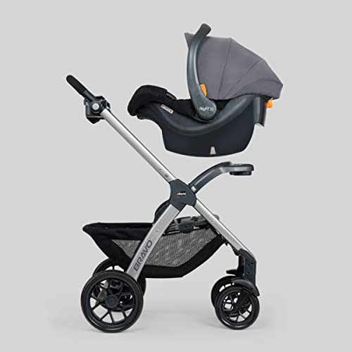 Chicco Bravo 3-in-1 Trio Travel System, Bravo Quick-Fold Stroller with Top-Rated KeyFit 30 Infant Car Seat and Base, Car Seat and Stroller Combo | Camden/Black