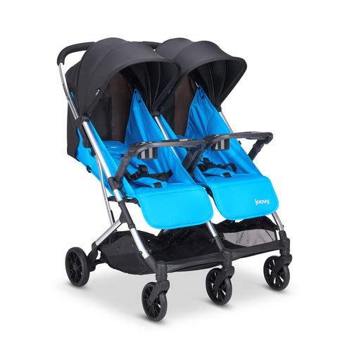 Joovy Kooper X2 Double Stroller, Lightweight Travel Stroller, Compact Fold with Tray, Glacier