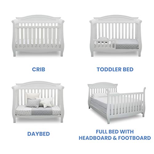 Delta Children Lancaster 4-in-1 Convertible Baby Crib, Bianca White
