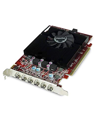 VisionTek Radeon 7750 2GB GDDR5 6 4k Monitor Graphics Card, 6 Mini DisplayPort Outputs, AMD Eyefinity 2.0, PCI Express 3.0 Video Card, 7.1 Surround Sound (900614)