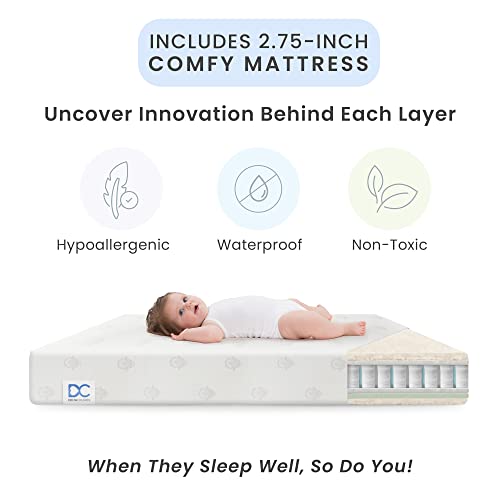Delta Children Middleton Mini Crib with 2.75-Inch Mattress - Greenguard Gold Certified, Textured White