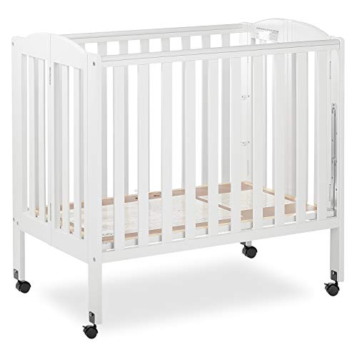 Dream On Me 3 in 1 Portable Folding Stationary Side Crib in White, Greenguard Gold Certified, Mini Crib