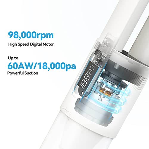 Brigii High-speed Handheld Vacuum Cleaner,Car Vacuum Cordless with 18000Pa Powerful Suction;Hand Vacuum with Two Power Modes;Portable Vacuum for Blanket,Hard Floor&Crevice;USB-C Rechargeable-H5(White)