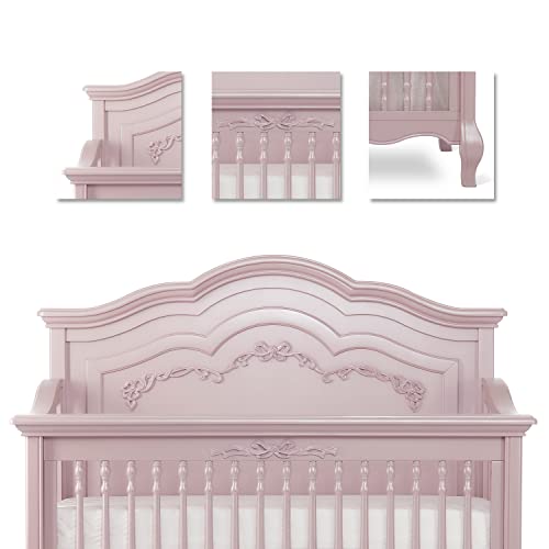 Evolur Aurora 5-in-1 Convertible Crib, Dusty Rose, Greenguard Gold Certified