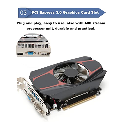 HD7670 1GB Gaming Graphics Display Video Card,128bit DDR5 Video Game Graphics Card,Low Power Display Gaming Graphics Card with PCI Express 3.0 Graphics Card Slot,DDR5 Computer Components