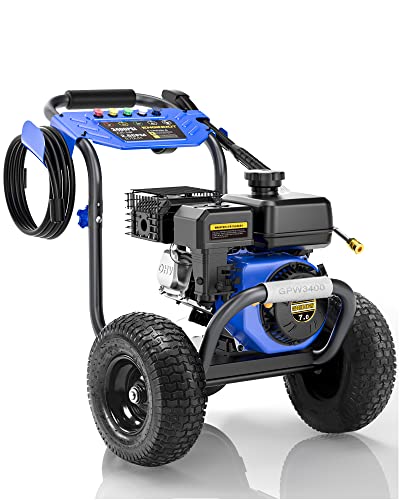 Gas Pressure Washer, ENGiNDOT 3400 PSI / 2.6 GPM Outdoor Power Equipment with 212CC 7.0 OHV Engine, Pressure Washer Includes Soap Tank, 5 QC Nozzles - GPW3400