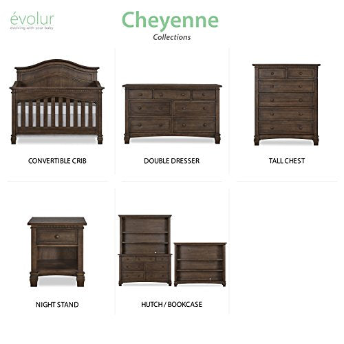 Evolur Cheyenne 5 in 1 Full Panel Convertible Crib in Antique Brown