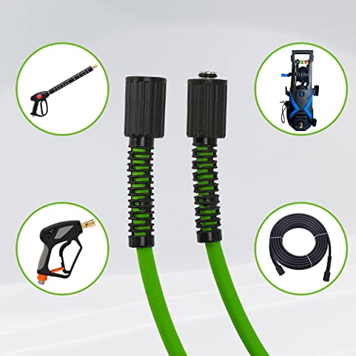 PWACCS Pressure Washer Hose for Power Washer – 3600 PSI Kink Resistant Pressure Washing Extension Hose 100 FT x 1/4" – Universal Electric Power Wash Hose for Replacement – Compatible with M22 Fittings
