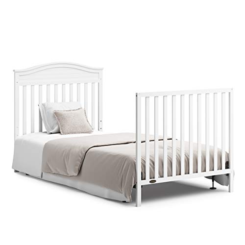 Graco Stella 4-in-1 Convertible Mini Crib (White) – GREENGUARD Gold Certified, Converts to Daybed and Twin-Size Bed, Includes Bonus 2.75-inch Mini Crib Mattress, Mini Crib with Mattress Included