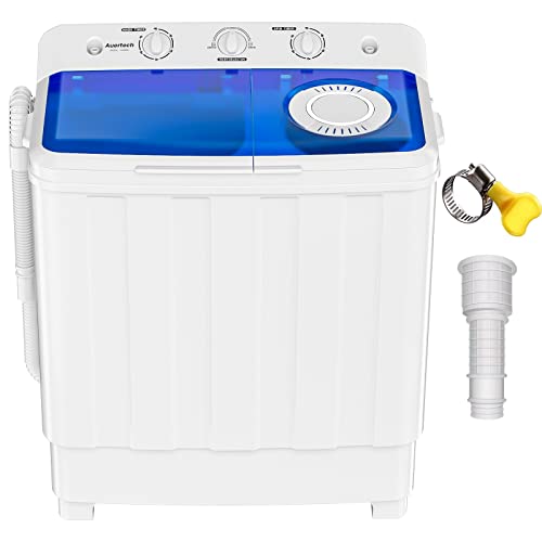 VCJ Portable Washing Machine 28bls Large Capacity Twin Tub Washing Machine Compact Washer & Spinner Combo Equipped with a Drain Dump for Apartments, Dorms and RVs
