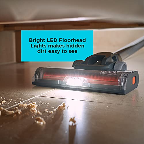 BLACK+DECKER POWERSERIES+ 20V MAX Cordless Stick Vacuum with LED Floor Lights, Lightweight, Removable Battery (BHFEA18D1) , Gray