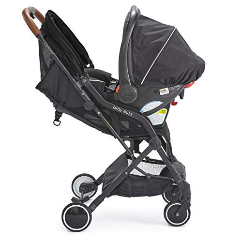 Contours - Bitsy Elite - Compact Fold Lightweight Stroller for Travel Adapter Free Infant Car Seat Compatibility - Onyx Black