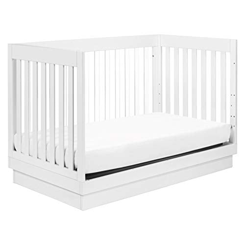 Babyletto Harlow Acrylic 3-in-1 Convertible Crib with Toddler Bed Conversion Kit in White with Acrylic Slats, Greenguard Gold Certified