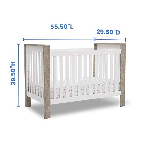 Delta Children Miles 4-in-1 Convertible Crib, Greenguard Gold Certified, Bianca White/Textured Limestone