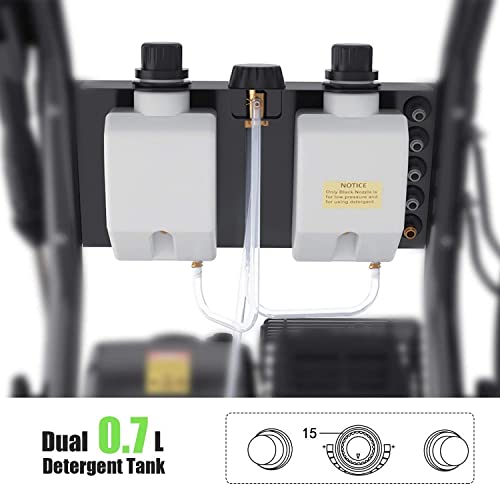 TEANDE 3200PSI Gas Pressure Washer 2.6GPM Power Washer 209CC Gas Powered Pressure with 5 Adjustable Nozzles, 20ft Hose, Dual soap Tank, Best for Cleaning Cars Houses Driveways Fences Patios Garden