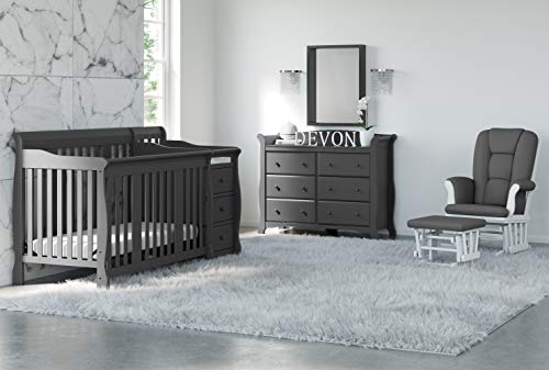 STORKCRAFT Portofino 4 In 1 Fixed Side Convertible Crib Changer, Gray