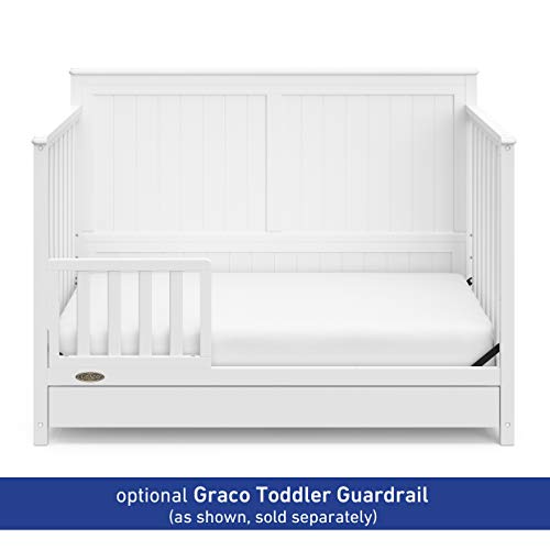 Graco Hadley 5-in-1 Convertible Crib with Drawer (White) – GREENGUARD Gold Certified, Crib with Drawer Combo, Full-Size Nursery Storage Drawer, Converts to Toddler Bed, Daybed and Full-Size Bed