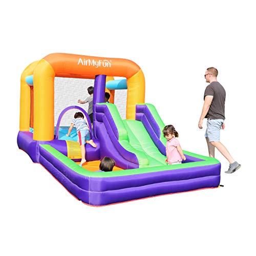 AirMyFun Inflatable Bounce House,Inflatable Kids Slide,Jumping Bouncing House with Air Blower, Suitable for Playing Outdoor Garden