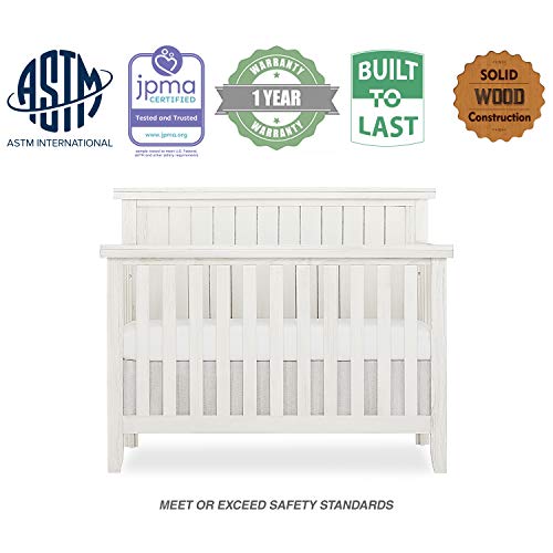Sweetpea Baby Red Wood 4-in-1 Convertible Crib in Weathered White, Greenguard Gold Certified , 58x30x47 Inch (Pack of 1)