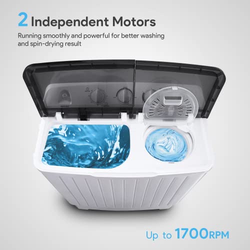 ENGiNDOT Portable Washing Machine, 7.7Lbs/3.5Kg Fully Automatic Compact Washer with Drain Pump, 10 Wash Programs, LED Display, Air Dry Mode, Ideal Laundry Washing Machine for Apartment/RV/Dorm/Camping (Twin-tub)