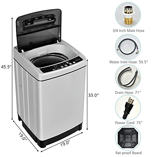Giantex Full Automatic Washing Machine, 2 in 1 Portable Laundry Washer 1.5Cu.Ft 11lbs Capacity Washer and Dryer Combo 8 Programs 10 Water Levels Energy Saving Top Load Washer for Apartment Dorm