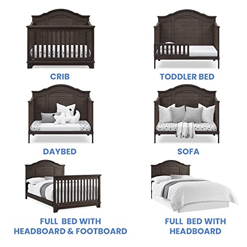 Simmons Kids Asher 6-in-1 Convertible Crib with Toddler Rail, Greenguard Gold Certified, Rustic Grey