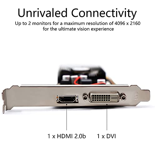 KAER GeForce GT 1030 2GB GDDR5 Low Profile Graphics Card 64 Bi DirectX 12 PCI Express 3.0 x4 Dual Monitors of DVI and HDMI, Nvidia PC Gaming Video Card