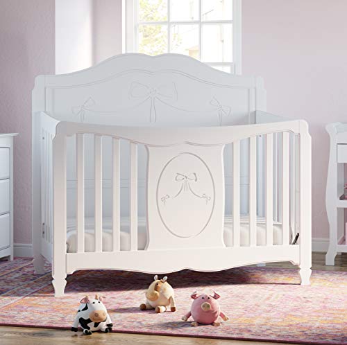 Storkcraft Princess 5-in-1 Convertible Crib (White) – GREENGUARD Gold Certified, Converts to Toddler Bed and Full-Size Bed, Classic Baby Crib for Girls Nursery, Fits Standard Full-Size Crib Mattress