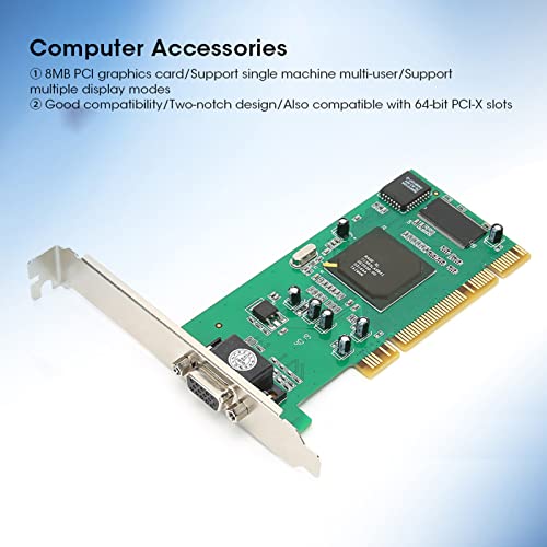 8MB Graphics Card VGA PCI 32Bit for Server, Industrial Computer Multi-Display for ATI Rage XL, 32Bit PCI VGA Video Card, 64Bit PCI-X Universal Video Card for Desktop Computers
