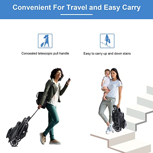 Wheelive Lightweight Baby Stroller, One Hand Easy Fold Compact Travel Stroller with Adjustable Backrest & Storage Basket, Sleep Shade - Infant Stroller for Airplane Travel and More