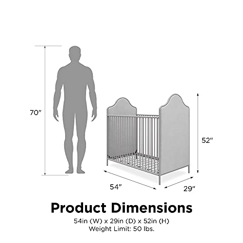 Little Seeds Piper Upholstered Convertible Metal Crib, Nursery Furniture, Dove Gray