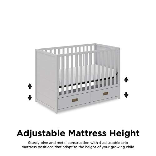 Little Seeds Haven 3-in-1 Convertible Storage Crib, Nursery, Dove Gray