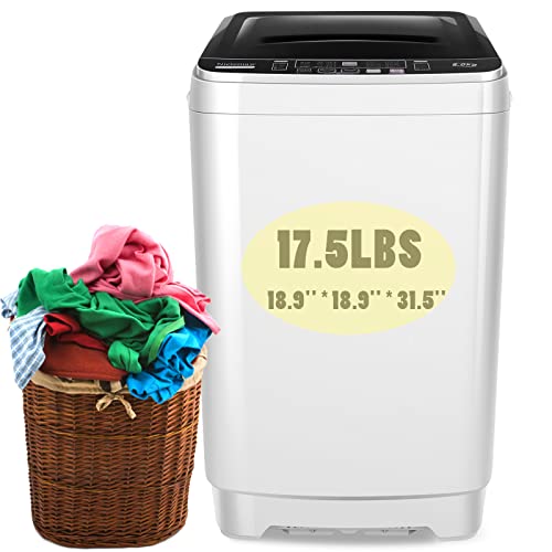 Portable Washing Machine Nictemaw Portable Washer 17.5 Lbs Capacity Full-Automatic Compact Laundry Washer with Drain Pump, 10 Programs/8 Water Levels/LED Display/Faucet Adapter Ideal for Home, Apartments, Sink