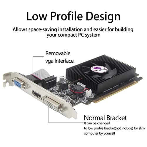 GeForce GT 730 4GB DDR3 128 Bit PCI Express 2.0 X 8 (DVI VGA HDMI) Low Profile Graphics Card, PC Video Card (with Bracket)