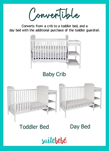 Suite Bebe Ramsey 3 in 1 Convertible Crib and Changer in White