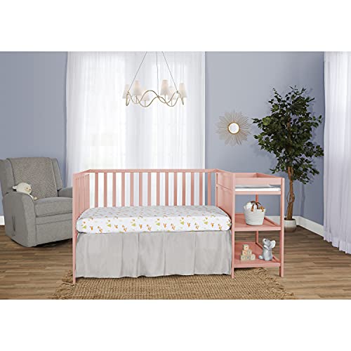 Dream On Me Synergy Convertible Crib and Changer in Dusty Pink