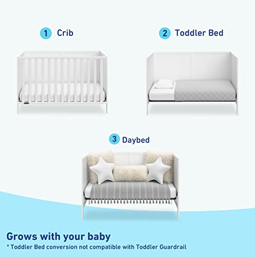 Graco Theo Convertible Crib (White) – GREENGUARD Gold Certified, Converts from Baby Crib to Toddler Bed and Daybed, Fits Standard Full-Size Crib Mattress, Adjustable Mattress Support Base