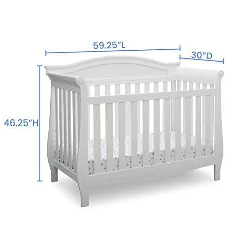 Delta Children Lancaster 4-in-1 Convertible Baby Crib, Bianca White