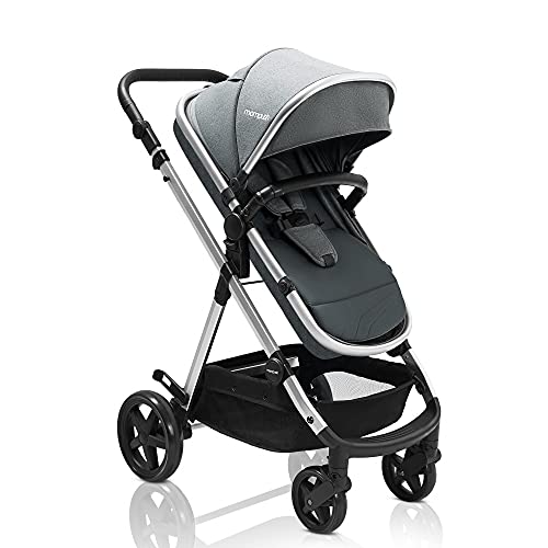 Mompush Meteor Next 2.0, 2-in-1 Baby Stroller with Bassinet Mode - Compatible with Major Infant Car Seat, Adapter Included - Stable Bassinet Stroller Combo, Full-Size Baby Strollers for Family Outings