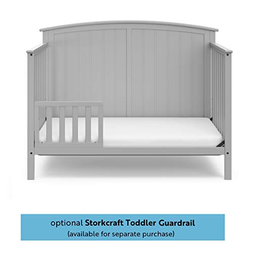 Storkcraft Steveston 5-in-1 Convertible Crib (Pebble Gray) – Converts from Baby Crib to Toddler Bed, Daybed and Full-Size Bed, Fits Standard Full-Size Crib Mattress, Adjustable Mattress Support Base