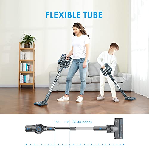 Oraimo Stick Vacuum, Cordless Vacuum Cleaner with Self-Standing, Cordless Stick Vacuum with 35 Mins Runtime Detachable Battery, 4 in 1 Lightweight Vacuum with LED for Hardwood Floor Carpet Marble Tile